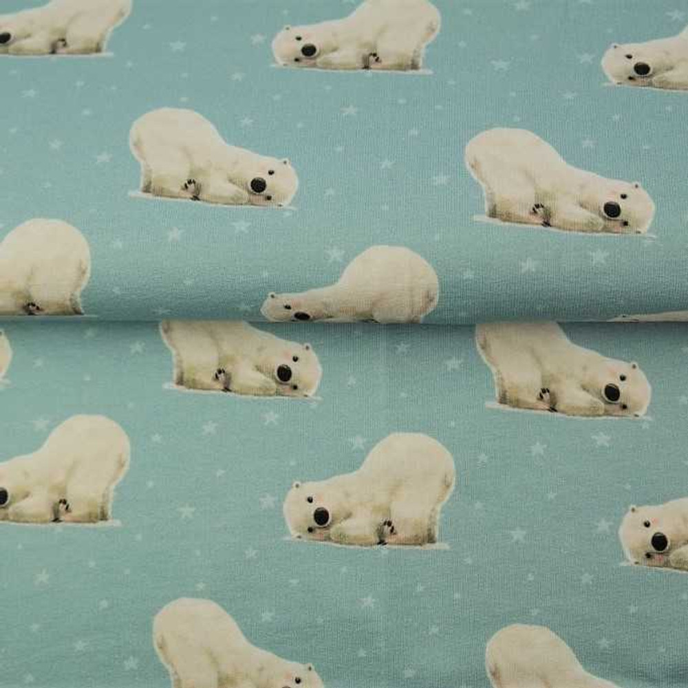 Baby Polar Bears on Blue French Terry