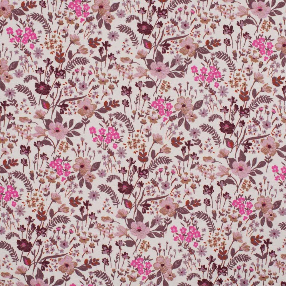 Mauve Meadow Blooms Cotton Lycra Knit