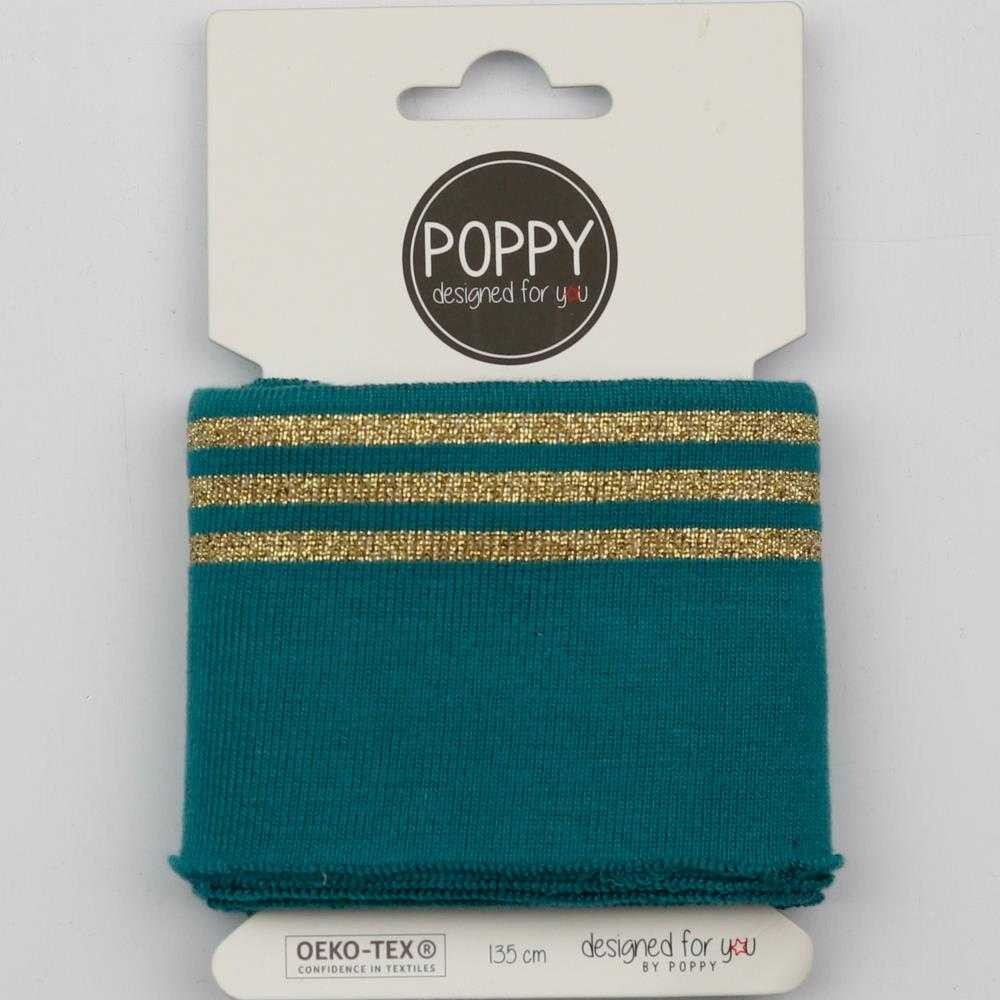 Teal and Gold Lurex Stripe Cuff Rib Knit