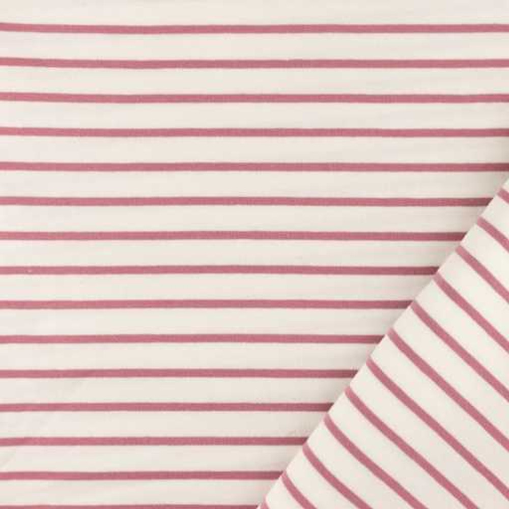 Old Pink Yarn Dyed Breton Stripes Cotton Lycra Knit *SECONDS*