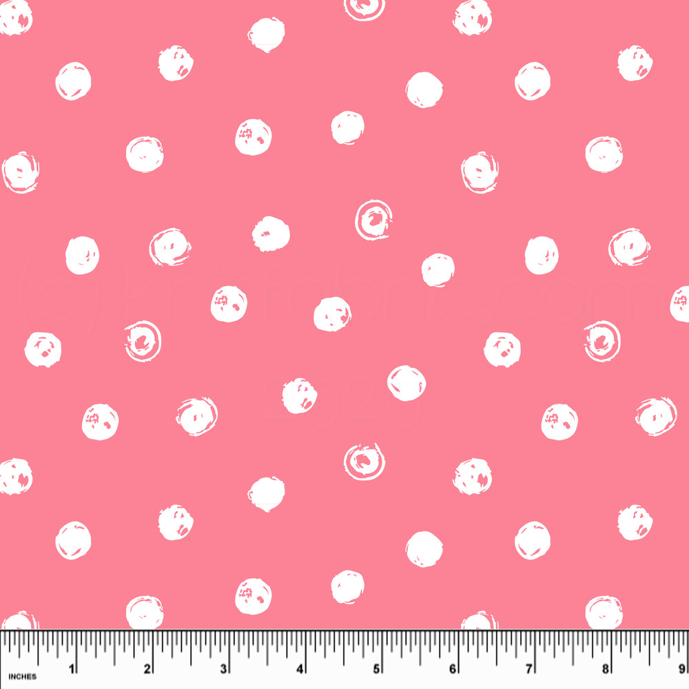 Custom Pink Squiggle Polka Dot Cotton Lycra Knit