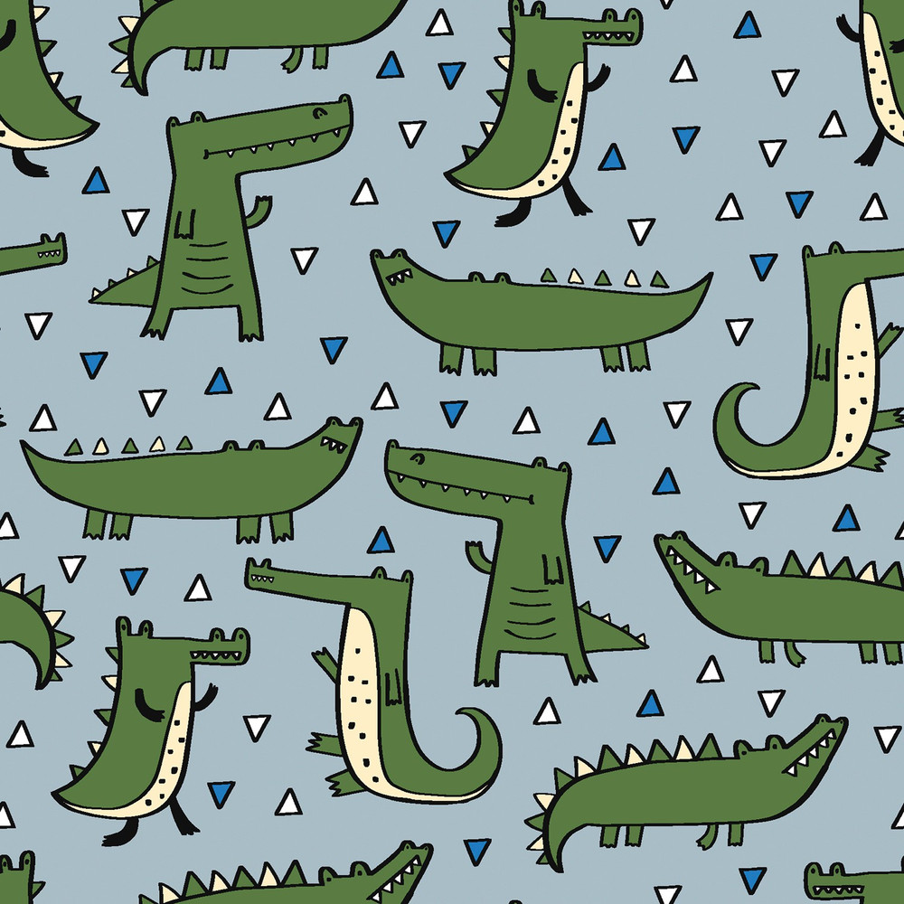 Crocodiles on Blue Cotton Lycra