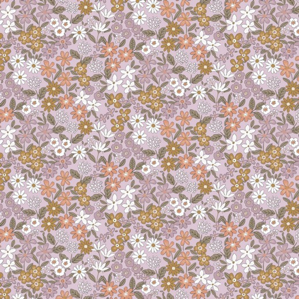 Sofia Floral on Lilac Cotton Lycra Knit