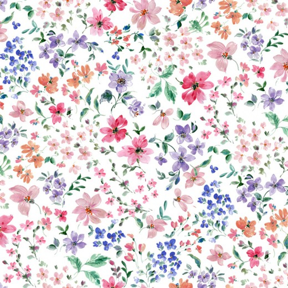 Felicity Floral on White French Terry