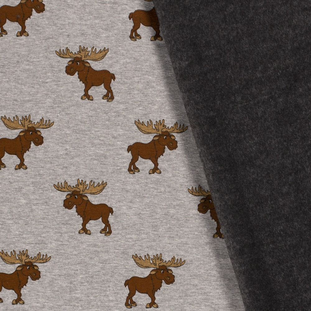 Moose on Heather Gray Sweatshirt Minky