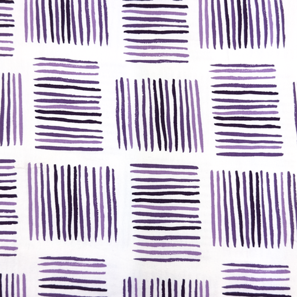 Violet Squiggle Squares Cotton Lycra Knit