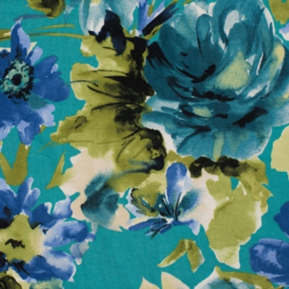 Bold Blue Floral Viscose Jersey