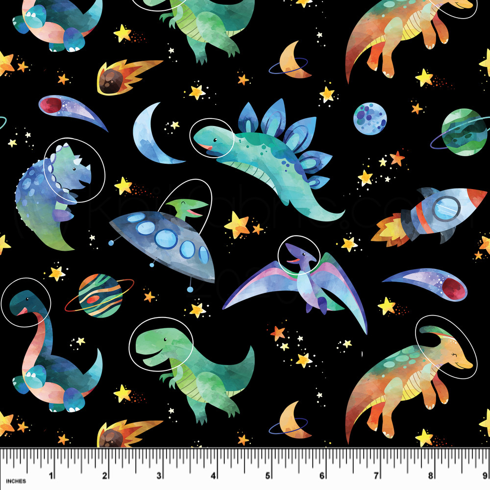 Custom Space Dinosaurs Cotton Lycra Knit