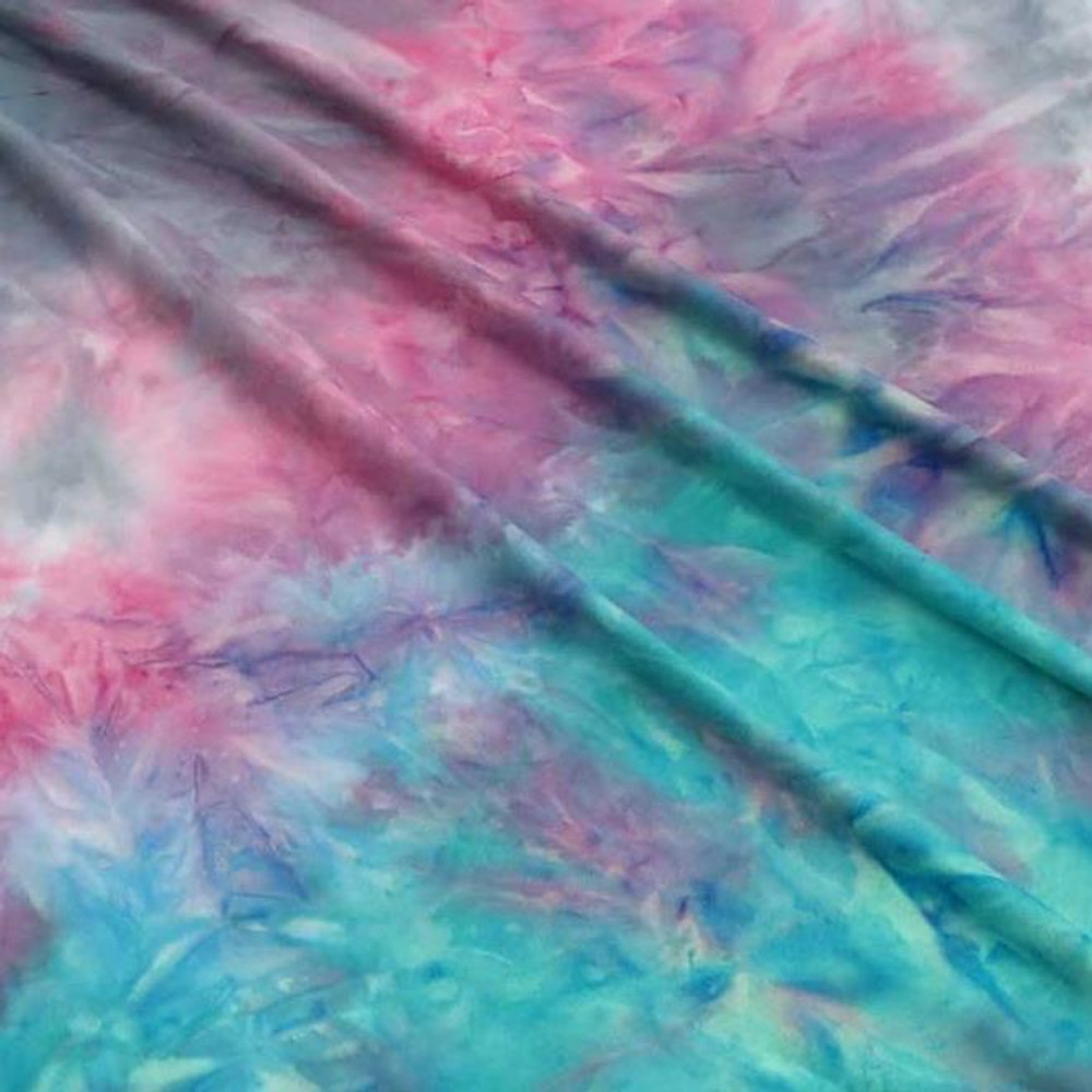 Pink & Aqua Tie Dye Double Brushed Poly