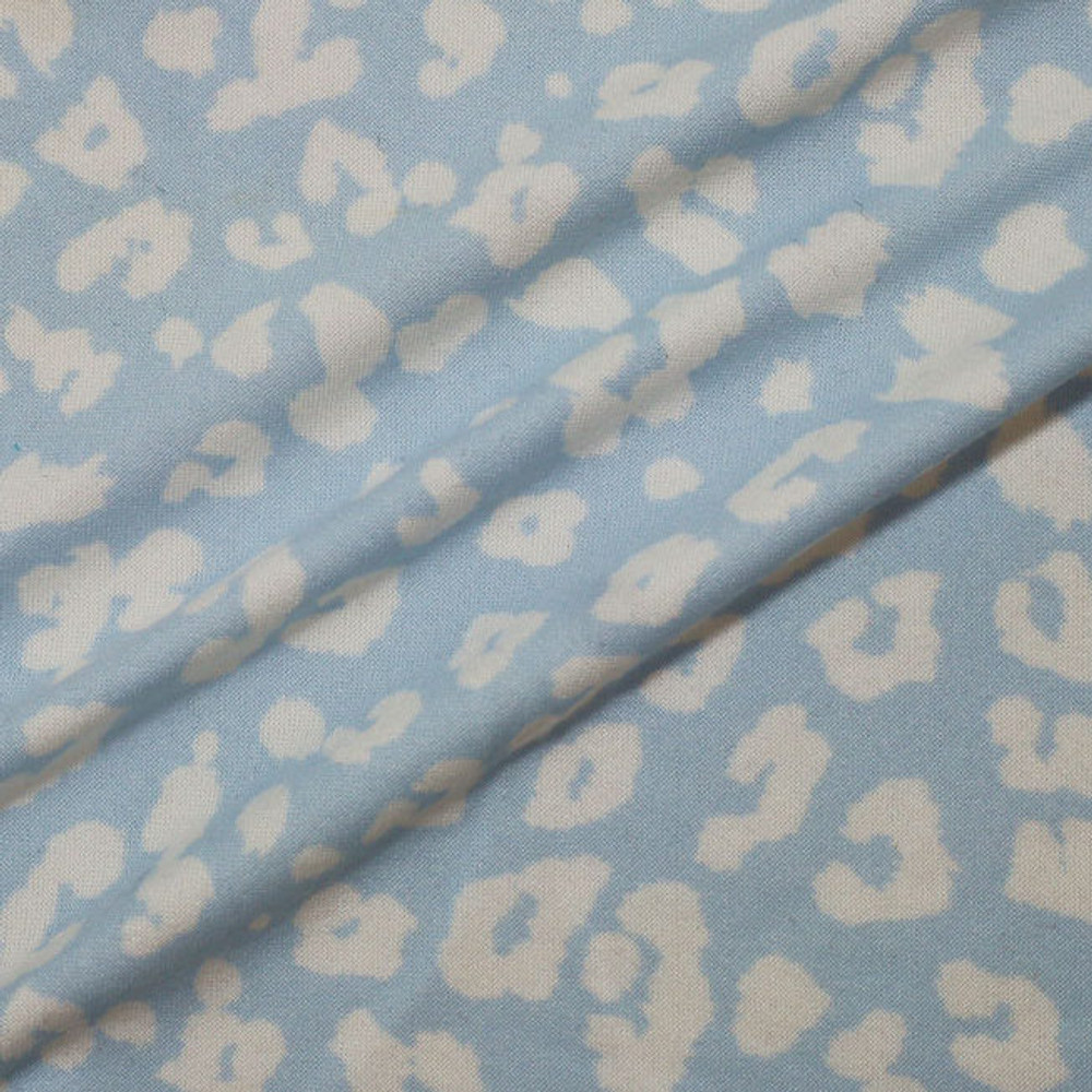 Blue Leopard Print Double Brushed Poly