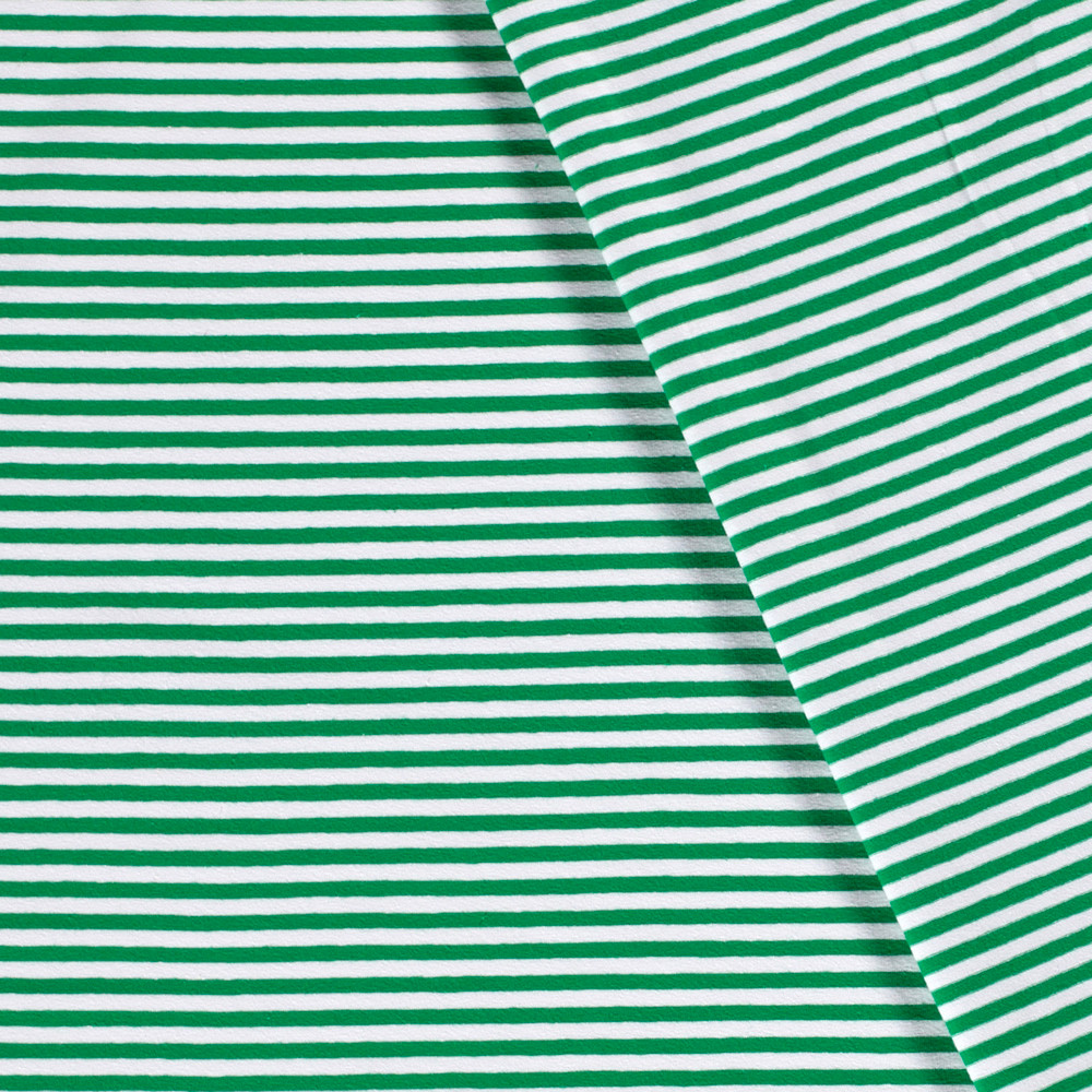 Green Yarn Dyed 5mm Stripes Cotton Lycra Knit