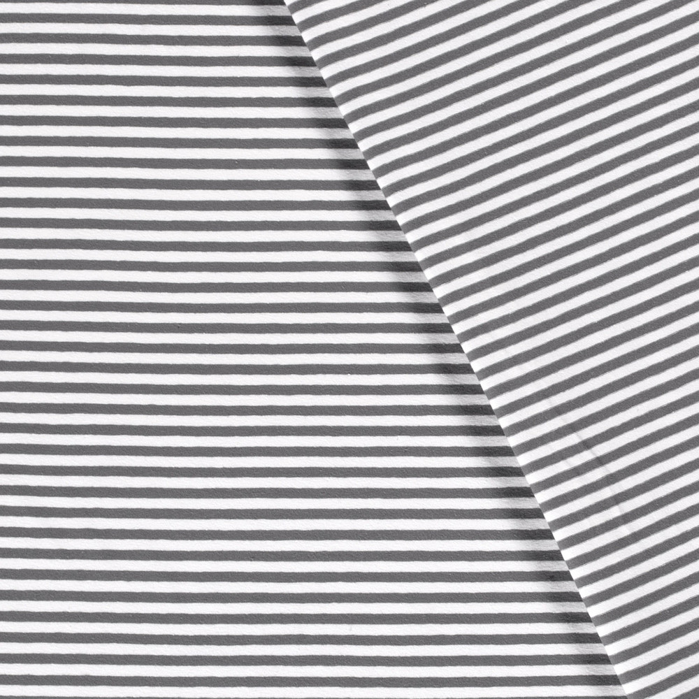 Gray Yarn Dyed 5mm Stripes Cotton Lycra Knit