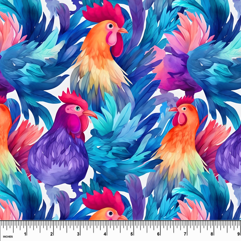 Custom Rainbow Roosters Bamboo Cotton Lycra