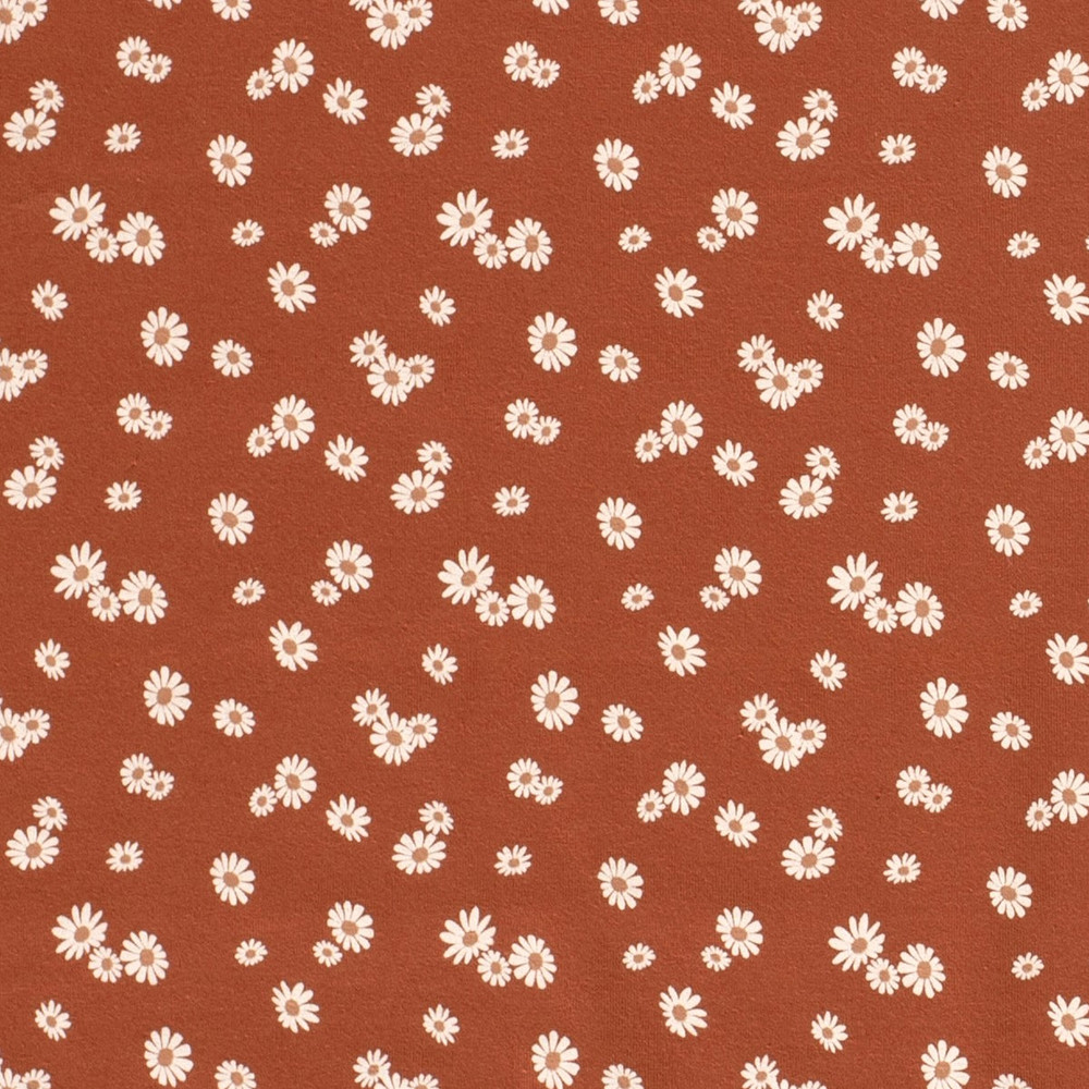 Mini Daisies on Rust Cotton Lycra