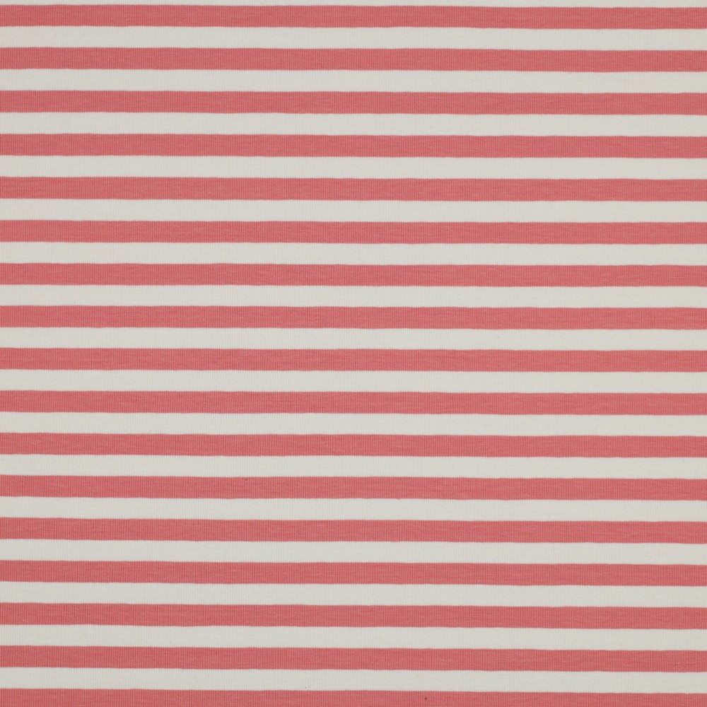 Coral & Ivory Yarn Dyed Stripe French Terry