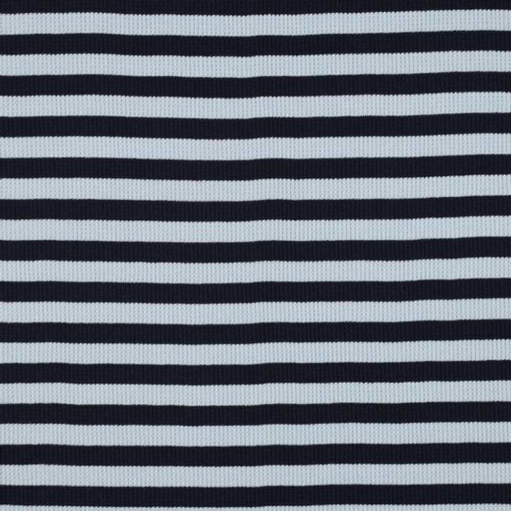 Navy & Blue Yarn Dyed Stripes 100% Cotton Lycra Waffle Knit