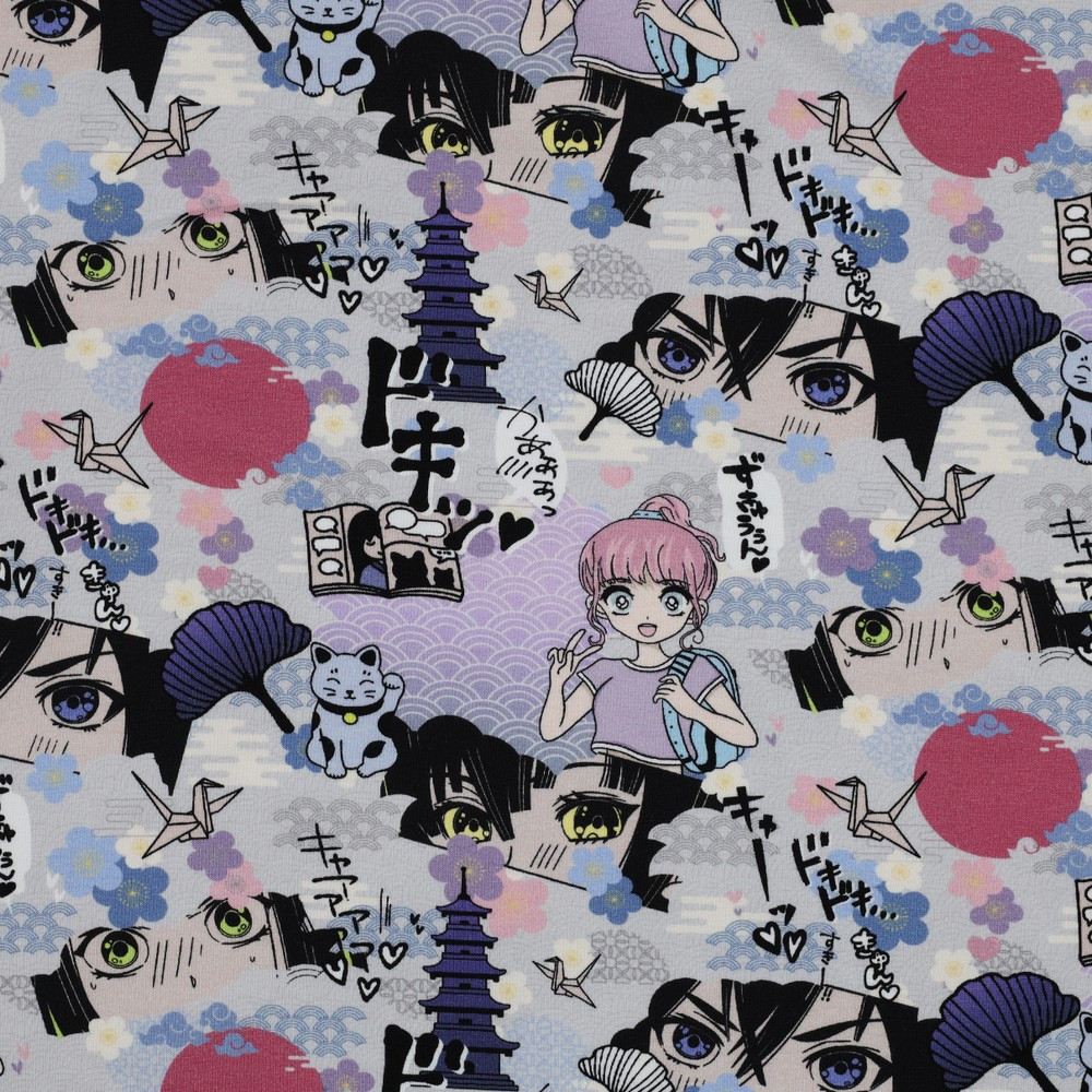 Anime Floral Cotton Lycra Knit