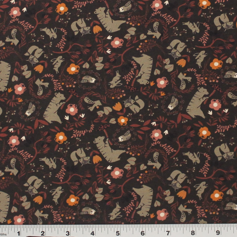 Stof Fabrics Autumn Animals Cotton Lycra Knit