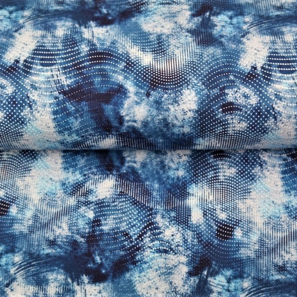 Navy Tie Dye Waves Cotton Lycra