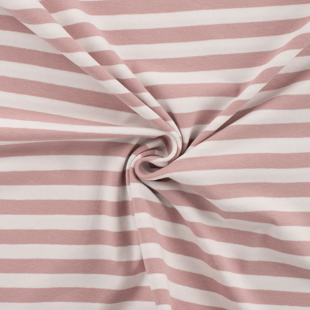 Dusty Rose & Ivory Yarn Dyed Stripe Cotton Lycra