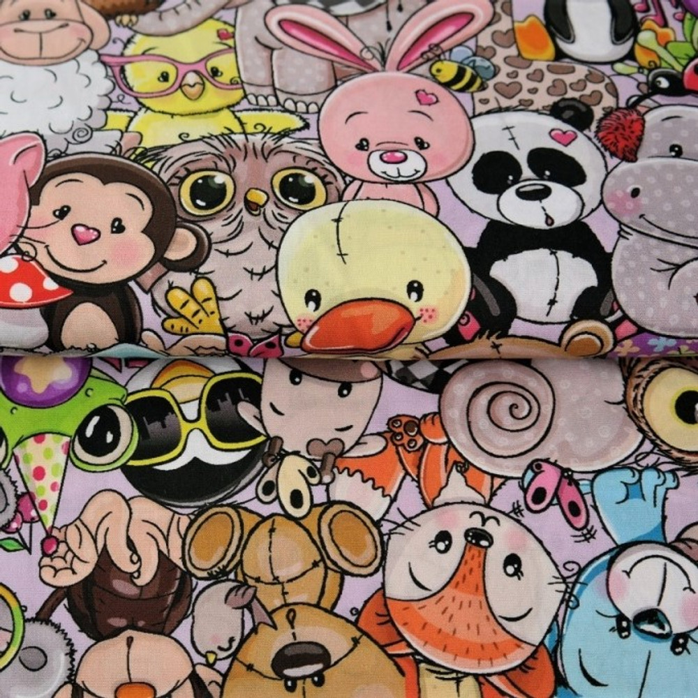 Cartoon Animal Friends Cotton Lycra