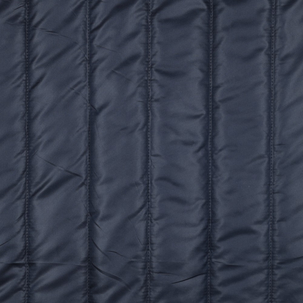 Shiny Navy Vertically Quilted Outerwear