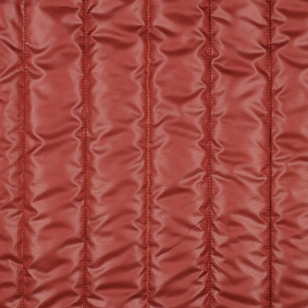 Shiny Terracotta Vertically Quilted Outerwear