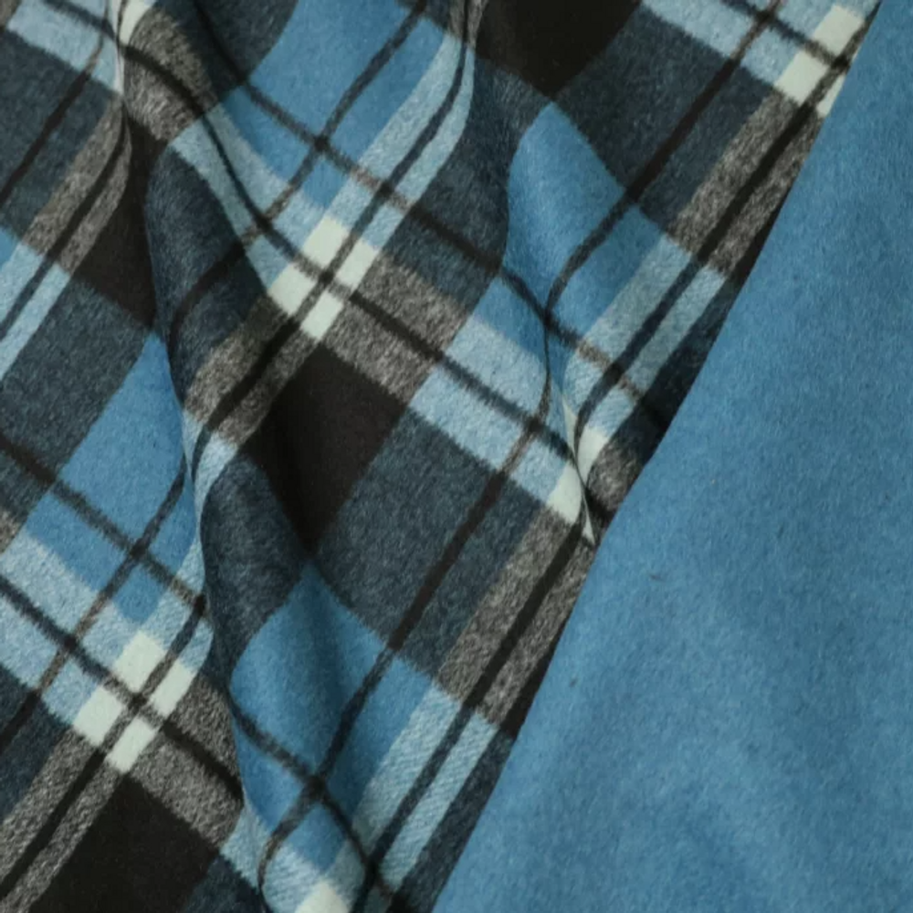 Blue & Black Plaid Double Sided Wool Coating