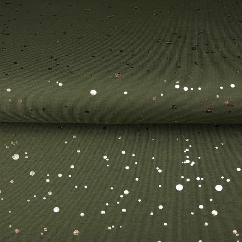 Gold Polka Dot on Green Cotton Lycra