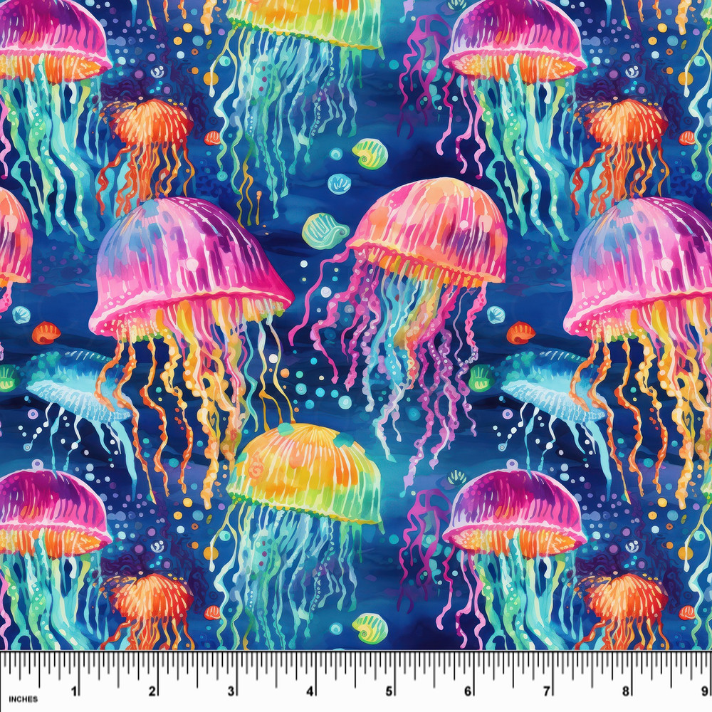 h*i様 iroca ミズクラゲ jellyfish rainbow リバーシブ Custom Rainbow Jellyfish UV 50+ Swim - KnitFabric.com