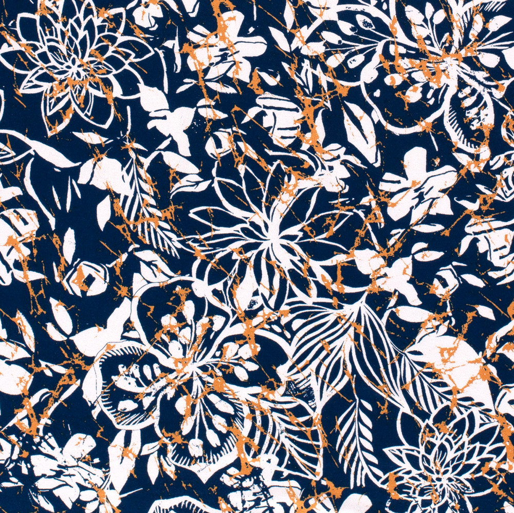 Distressed Floral on Navy Viscose Jersey