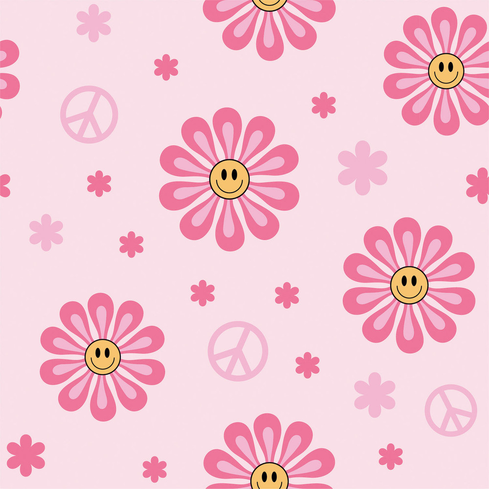 Peace & Daisies on Pink Cotton Lycra