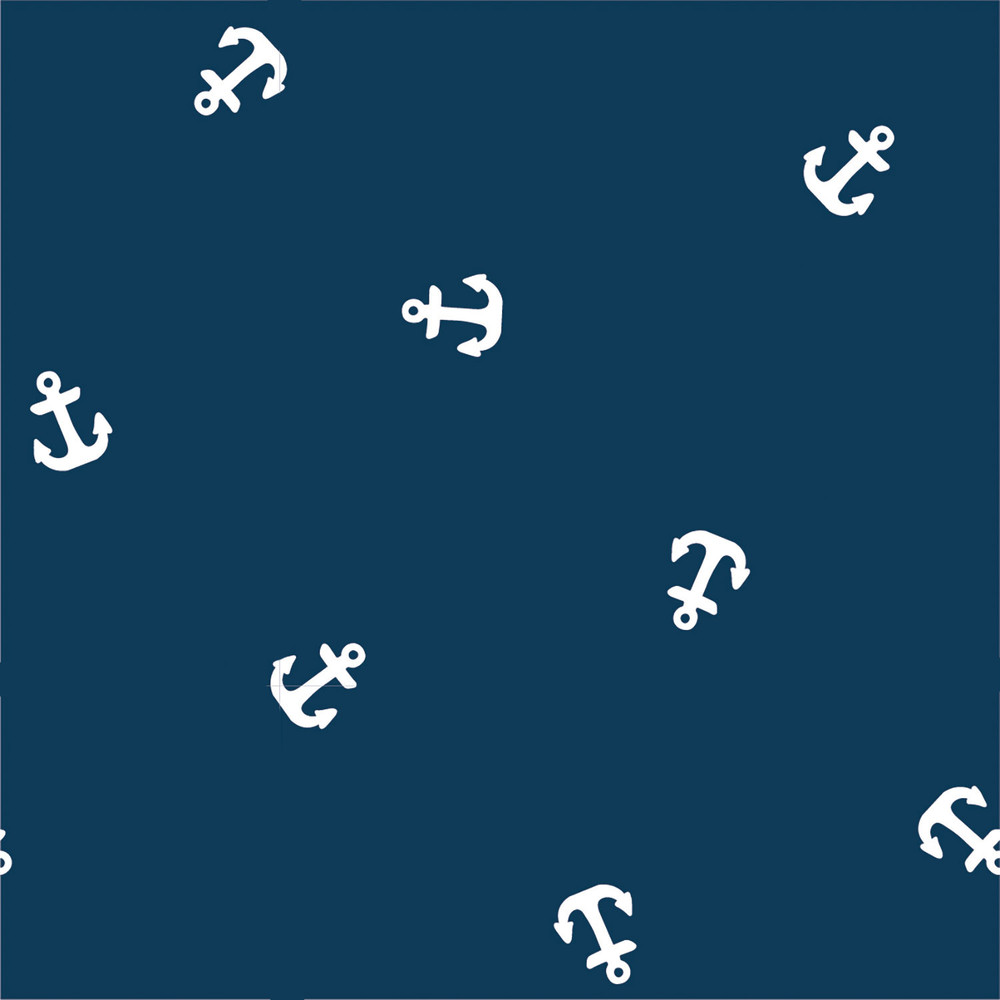 White Anchors on Navy Cotton Lycra