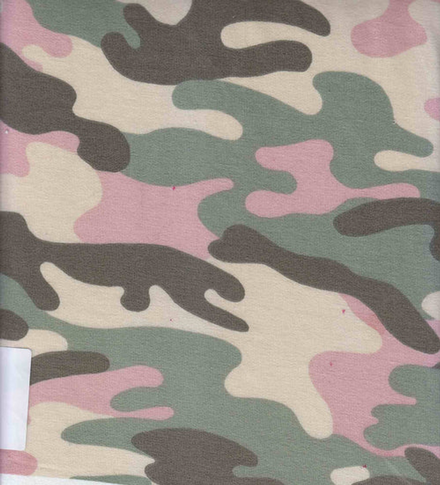 Pink & Gray Camo Rayon French Terry Knit