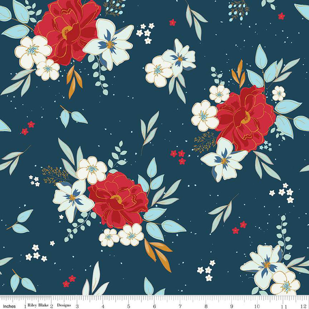 Riley Blake Sweet Freedom Sparkle Floral Quilting Cotton