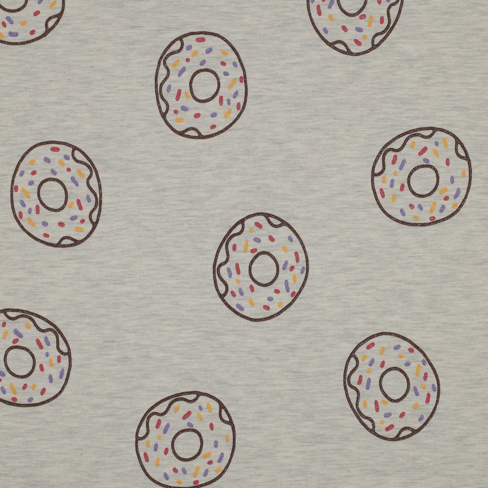 Glitter Donuts on Ecru Melange Cotton Lycra Knit