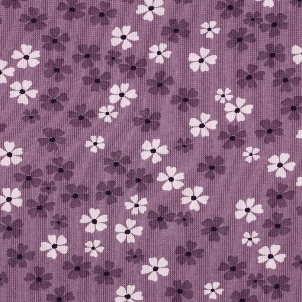 Floral on Lavender Cotton Lycra Waffle Knit