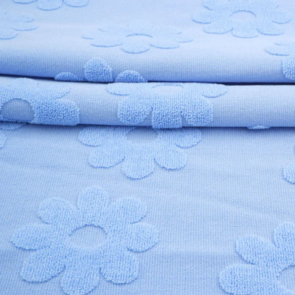 Light Blue Jacquard Daisy Terry Knit