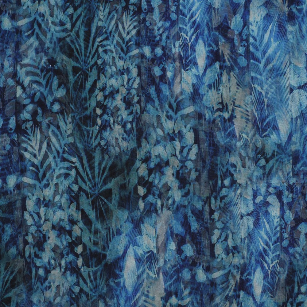 Blue Foliage Woven Rayon