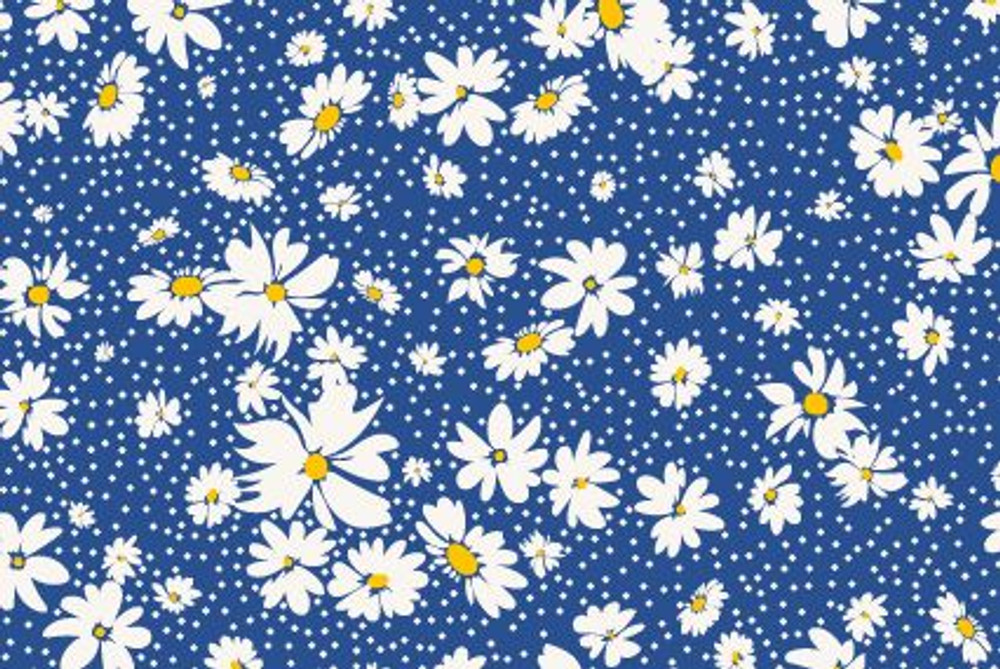 Daisy Field on Royal Blue Cotton Lycra Knit
