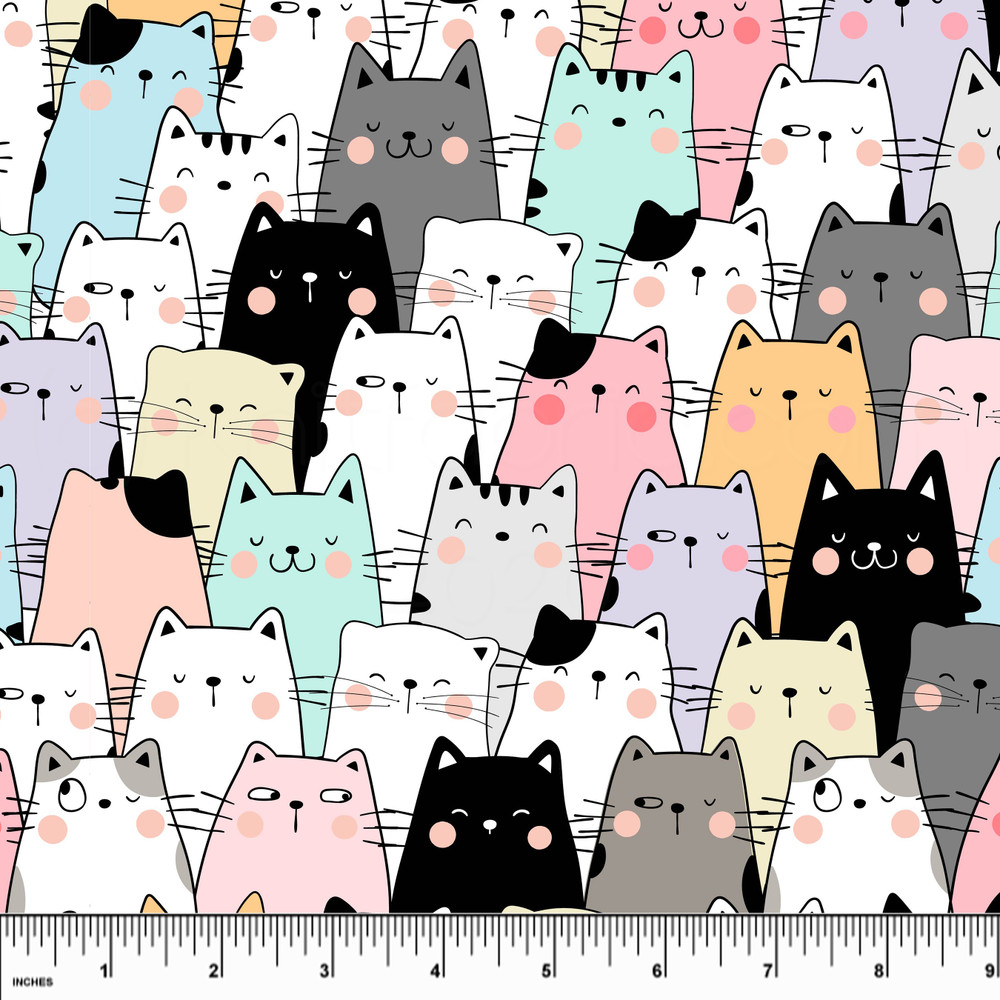 Stacked Cats Cotton Lycra Knit