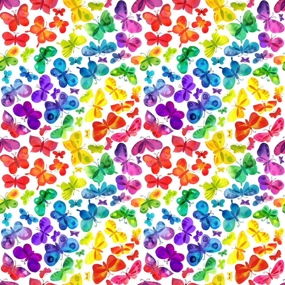 Packed Rainbow Butterflies Cotton Lycra Knit