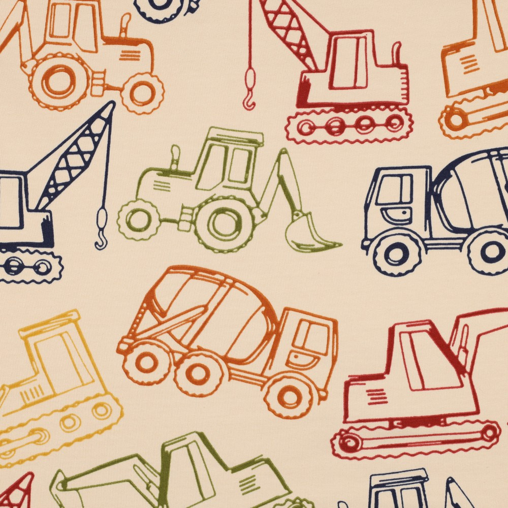 Construction Trucks on Sand French Terry