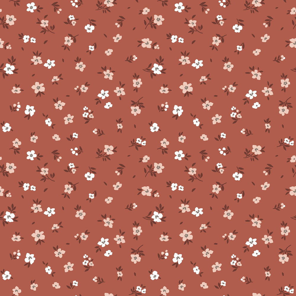 Tossed Baby Floral on Rust Cotton Lycra