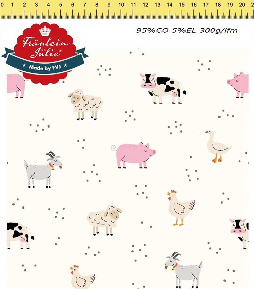 Fraulein von Julie Farm Animals Cotton Lycra Knit