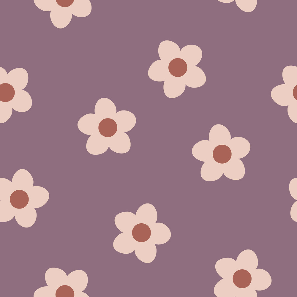 Dusty Pink Floral on Dark Lilac French Terry