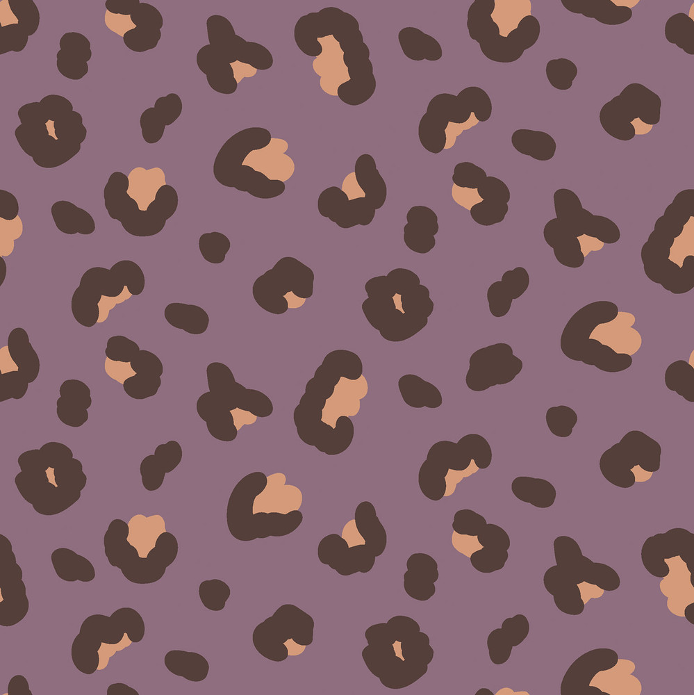 Leopard Print on Dark Lilac French Terry