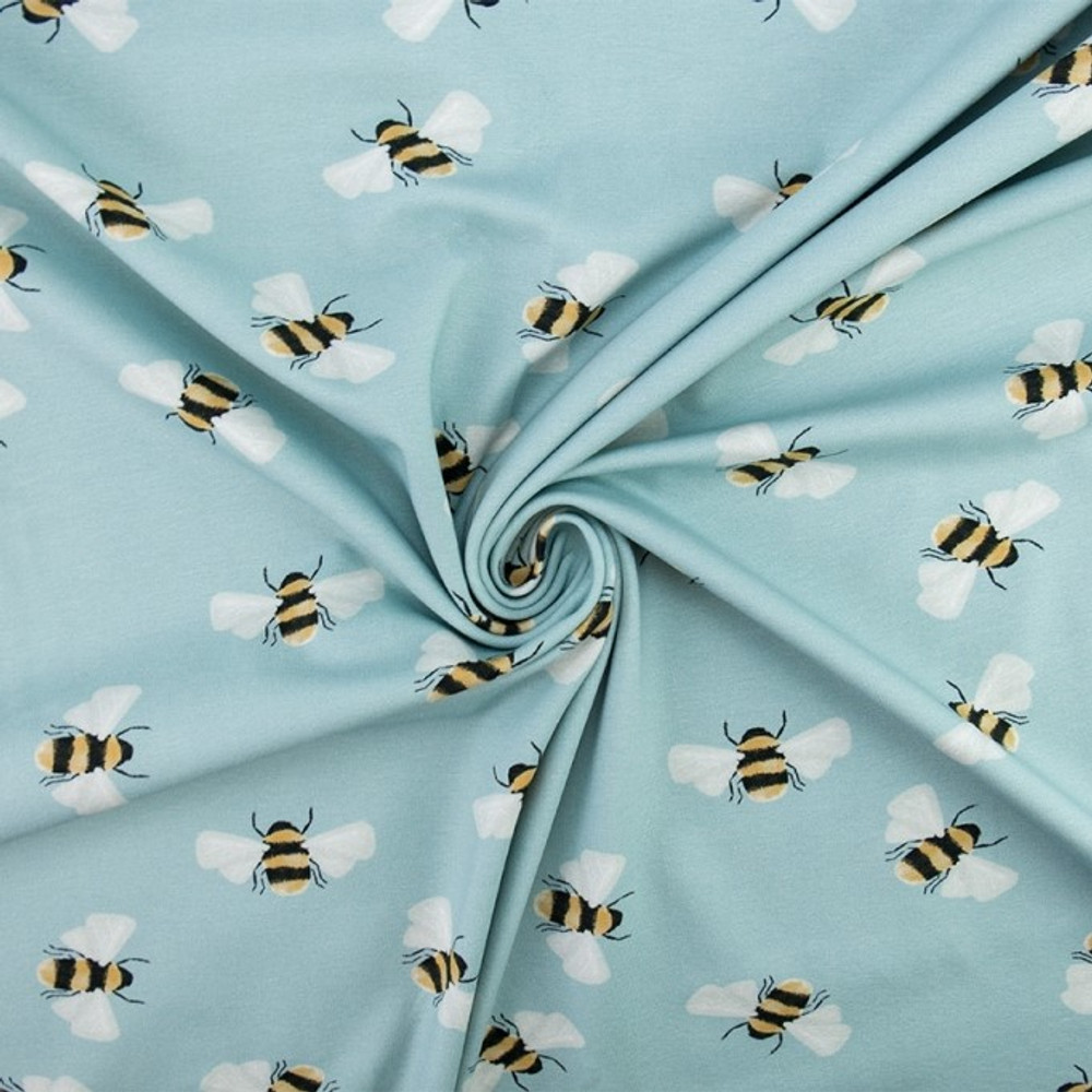 Bumblebees on Blue Cotton Lycra