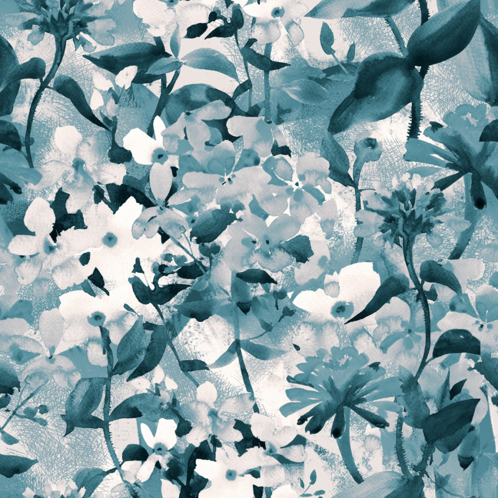 Blue Bouquet Cotton Lycra Knit