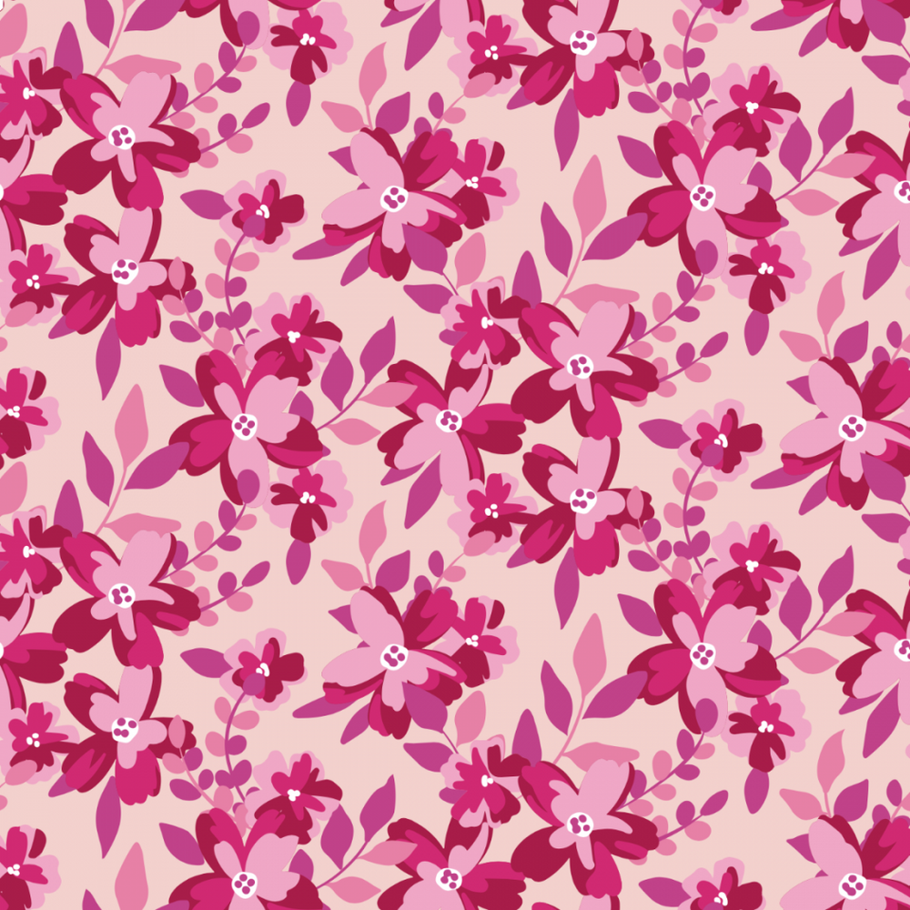 Pink Mini Floral on Blush Cotton Lycra Knit
